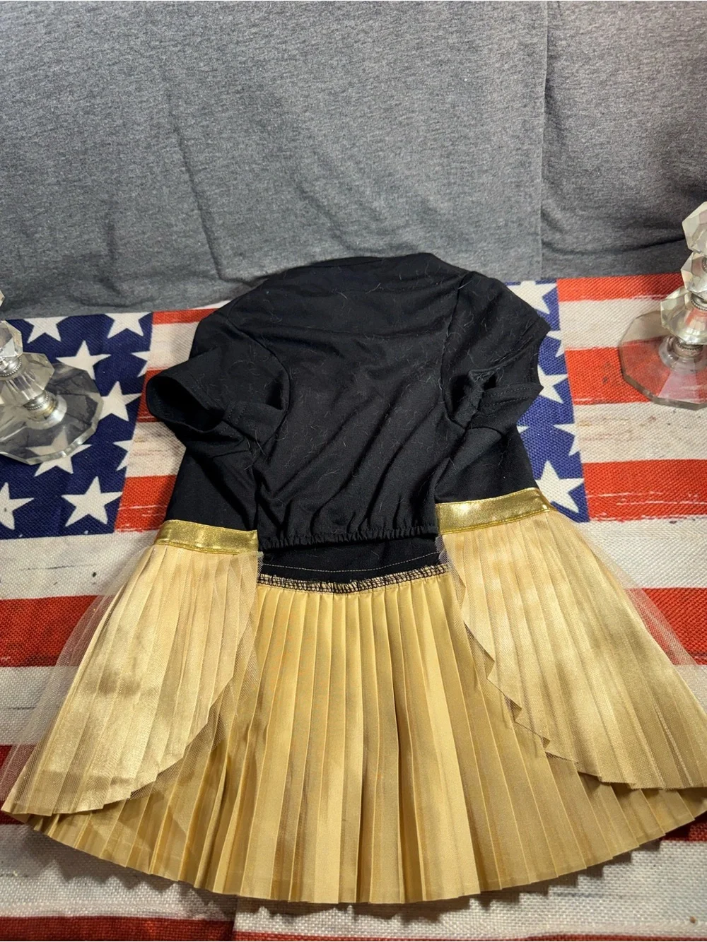 Black & Gold 'Happy New Year' Dog Dress - Festive Tulle Skirt